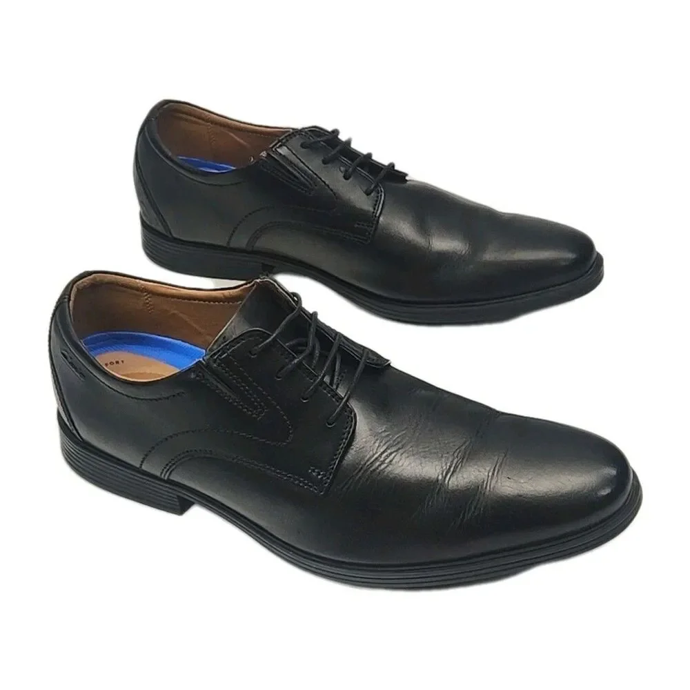Clarks Collection Dress Shoe Extreme Comfort Oxford Black Leather Men Size 12